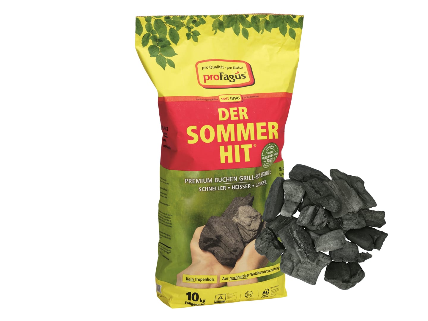 proFagus Grillholzkohle DER SOMMERHIT Premium Buche 10 kg