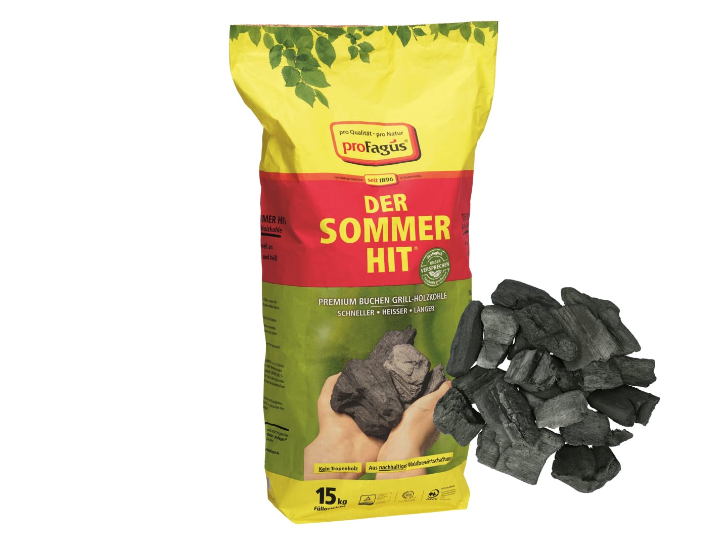 proFagus Grillholzkohle DER SOMMERHIT Premium Buche