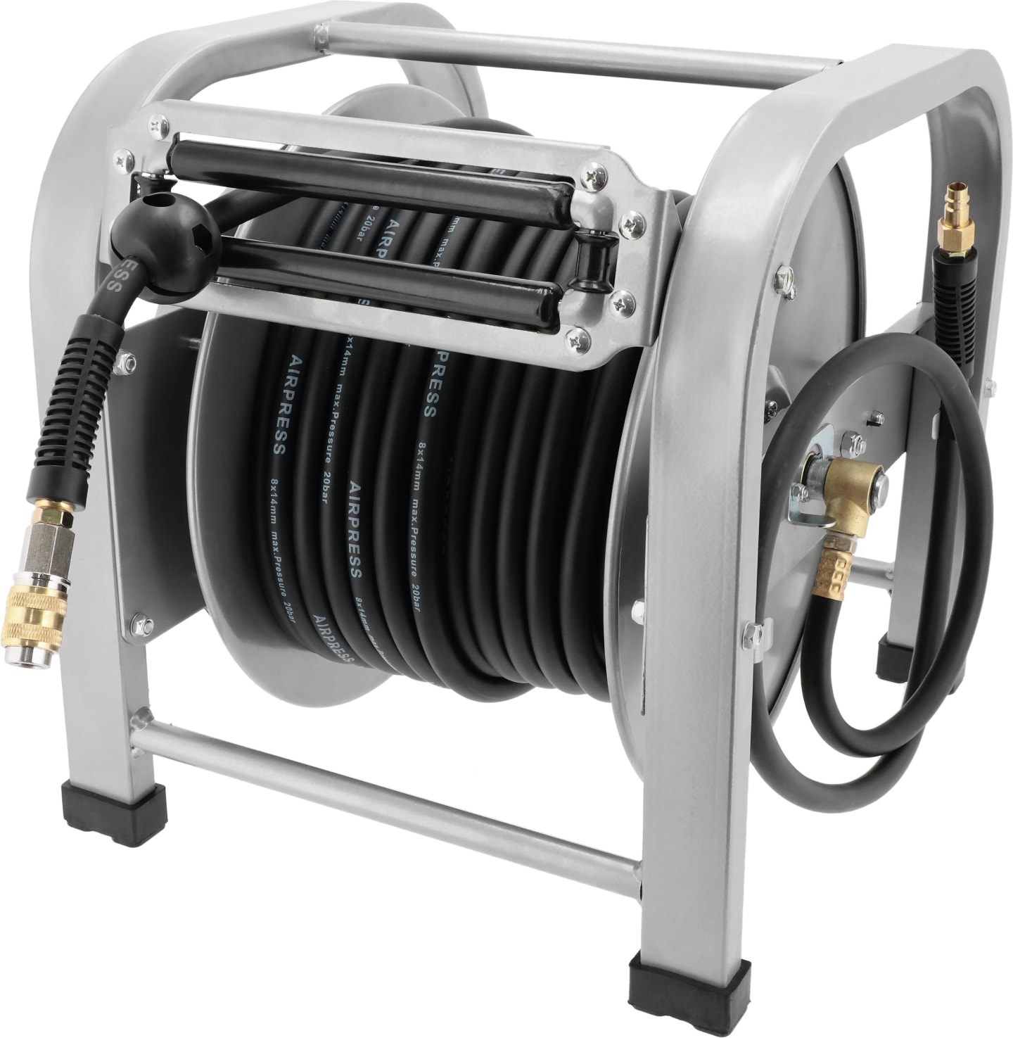 Airpress Schlauchaufroller für Druckluft, selbstaufrollend, stehend, 30 m, 46508