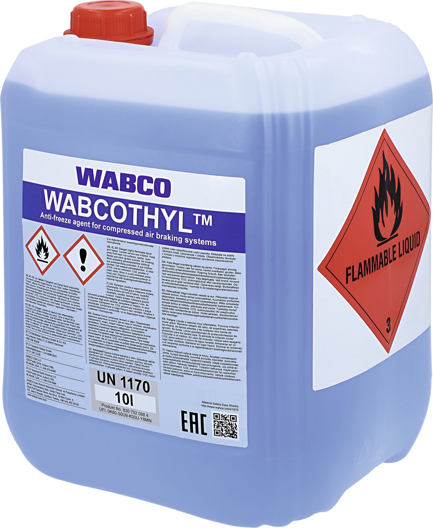 Wabco Frostschutzmittel "Wabcothyl" für Druckluftbremsanlagen, 10 l, 830 702 088 4