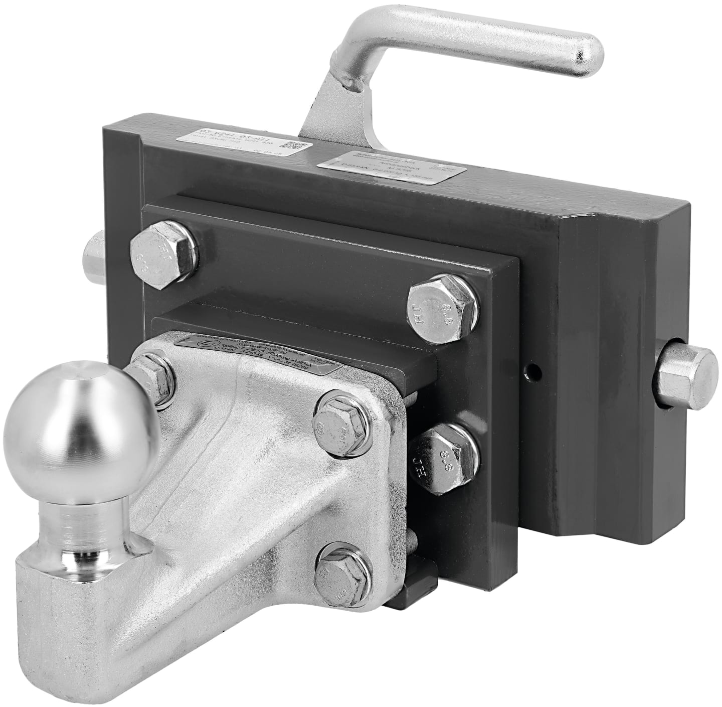 scharmüller Kugeleinsatz "ISO 50" 241/22/30 mm, Kugel 50 mm, Fendt grau, für Traktor/PKW-Anhängekupplung, 03.6241.03-A11
