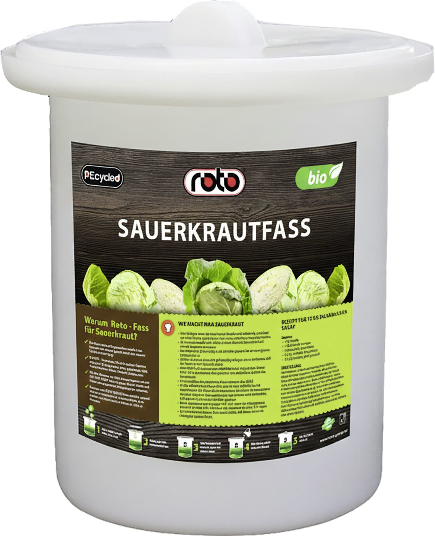 roto® Fass 25 l für das Fermentieren von Gemüse, aus lebensmittelechtem PE, 2100064600