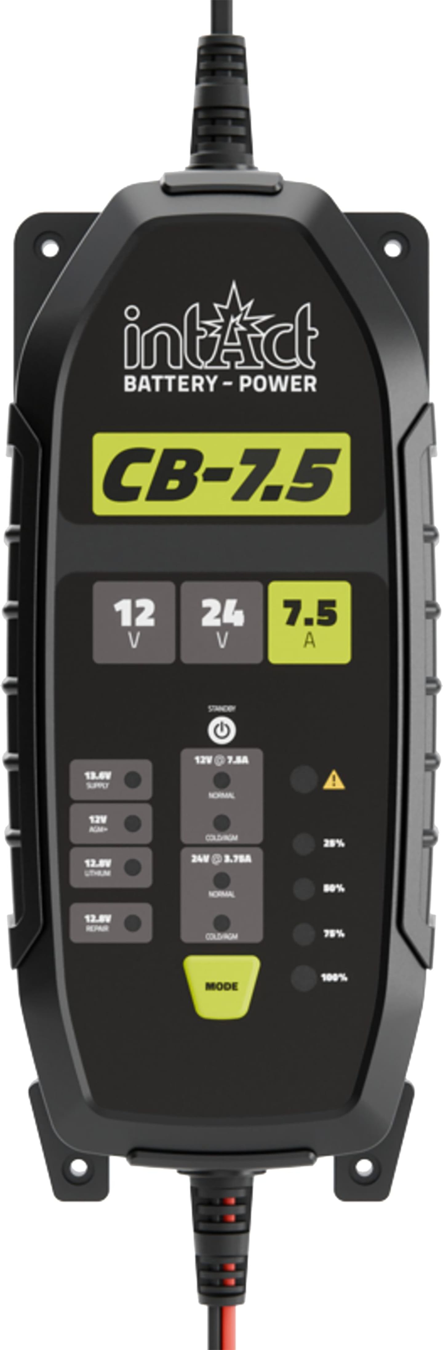 intAct Batterieladegerät "ChargeBox CB-7.5" 7,5 A, für 12/24 V-Blei-Akkus, Lithium-Akkus, CB-7.5