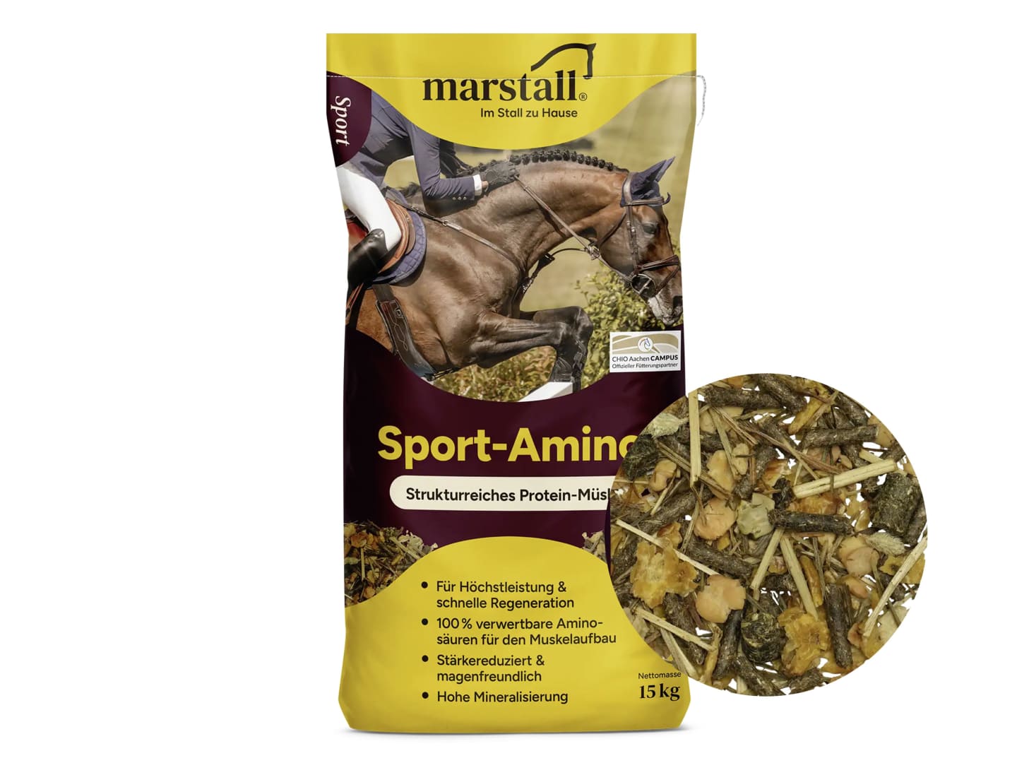 marstall® Amino-Sport energiereiches Müsli mit essentiellen Aminosäuren für Sportpferde 20 kg Sack