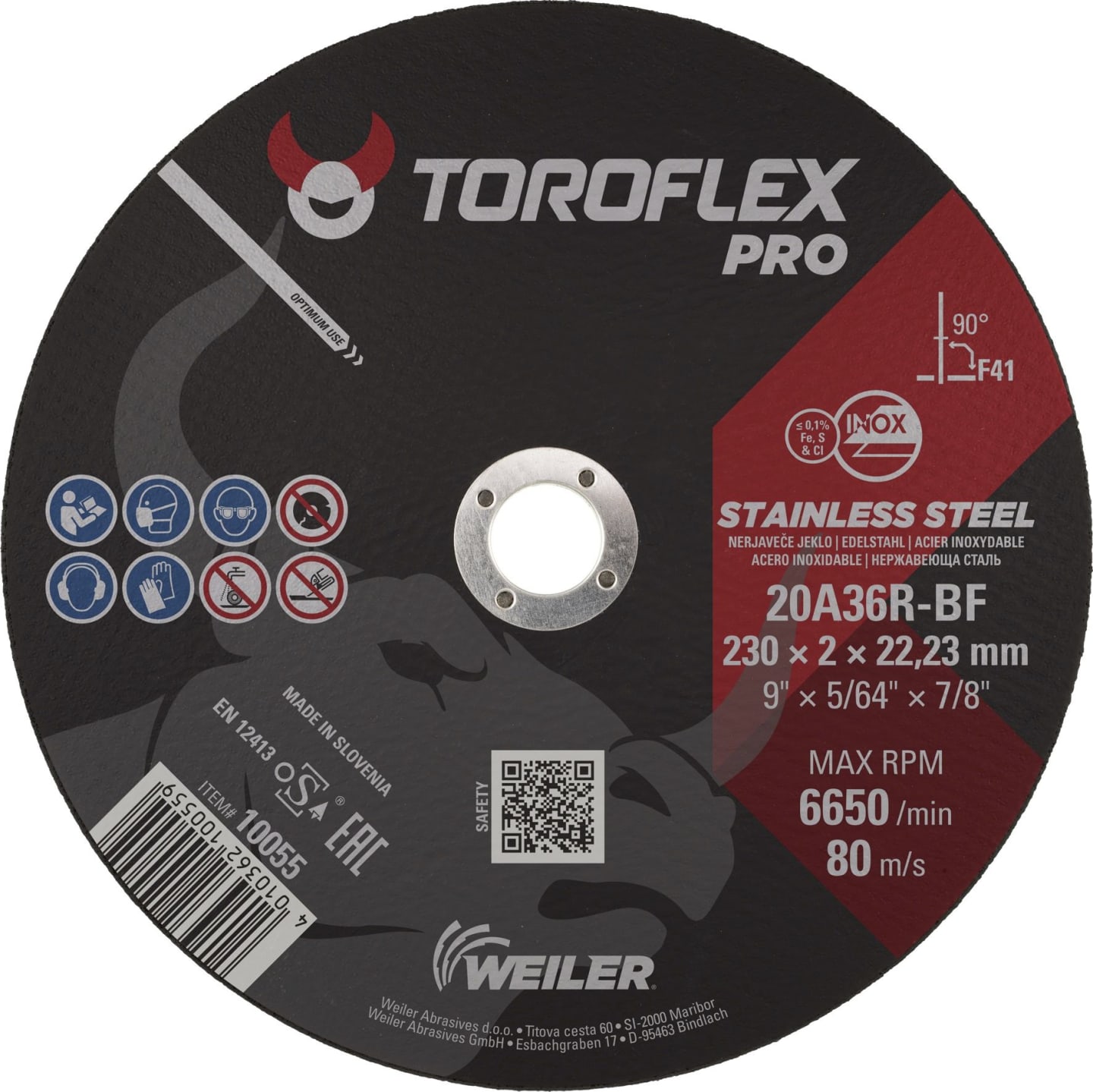 Toroflex Edelstahl Trennscheibe Progress A30V INOX 230 x 22,23 mm
