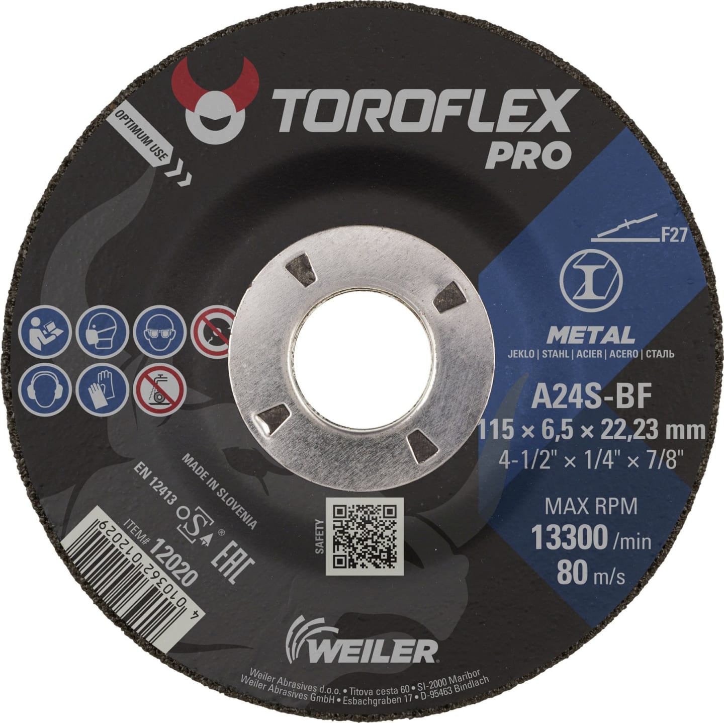 Toroflex Classic Schruppscheibe Universal A 24 S4 BF (hart) 115 mm x