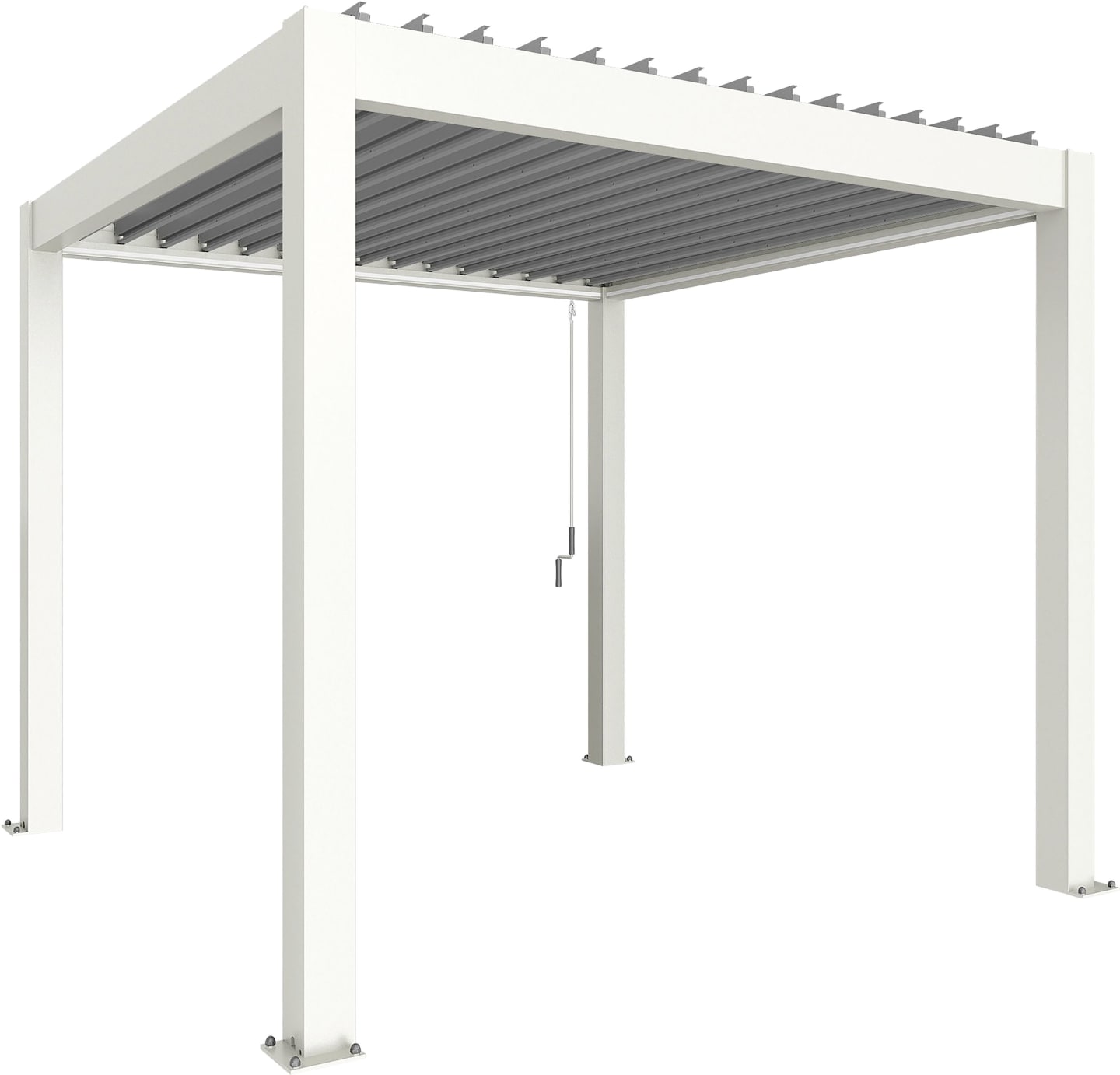 biohort® Pergola weiß; silber-metallic, Lamellendach silber-metallic, 4 x 3 m