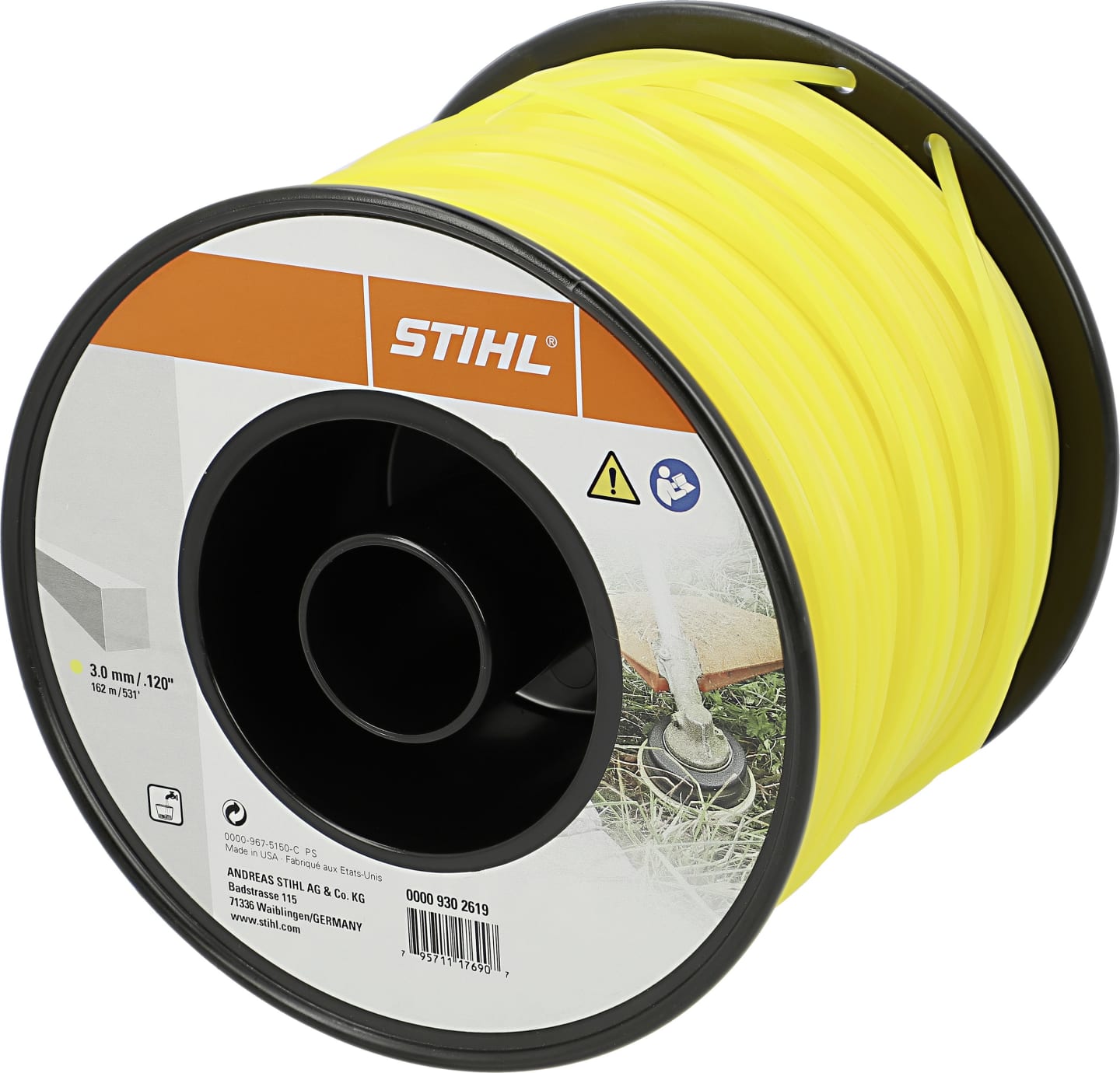 STIHL Mähfaden viereckig 3,0 mm/168 m, gelb, 0000 930 2619
