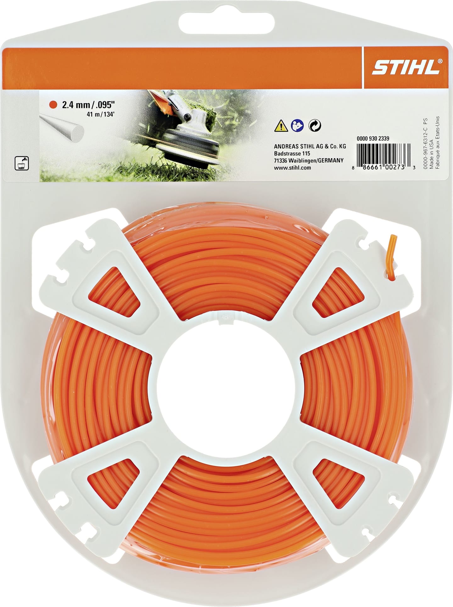 STIHL Mähfaden rund 2,4 mm/44,0 m, orange, 0000 930 2339