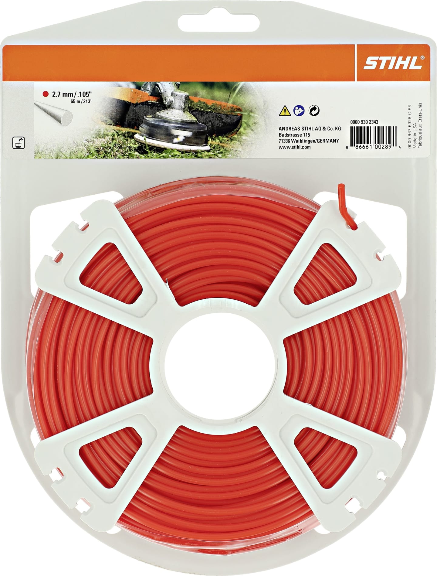 STIHL Mähfaden rund 2,7 mm/72,0 m, rot, 0000 930 2343