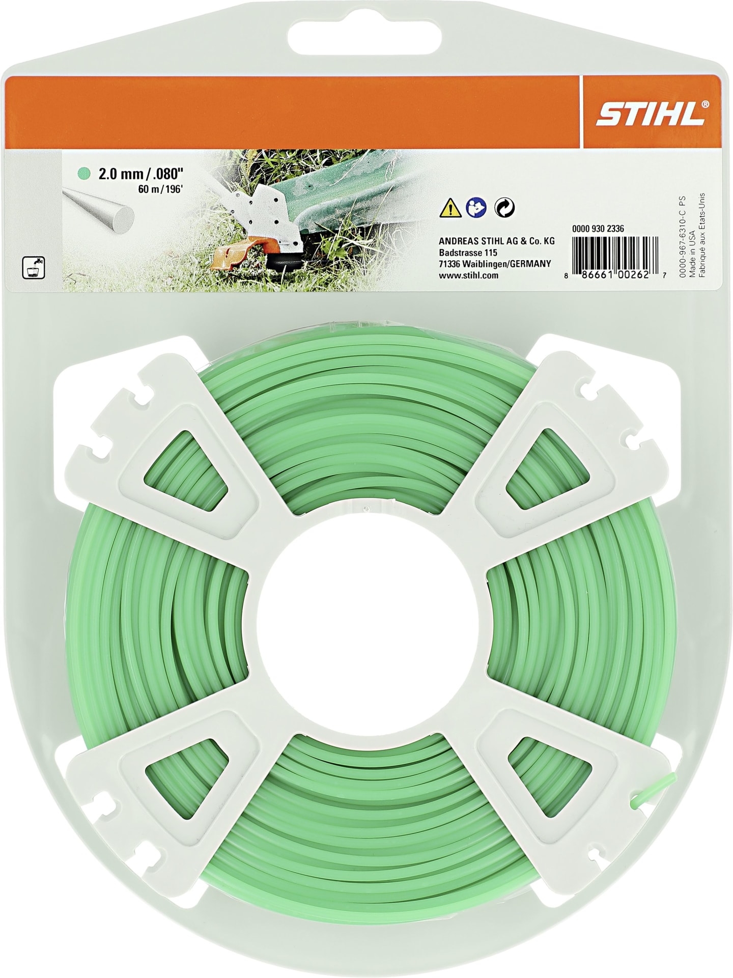 STIHL Mähfaden rund 2,0 mm/60 m, grün, 0000 930 2336