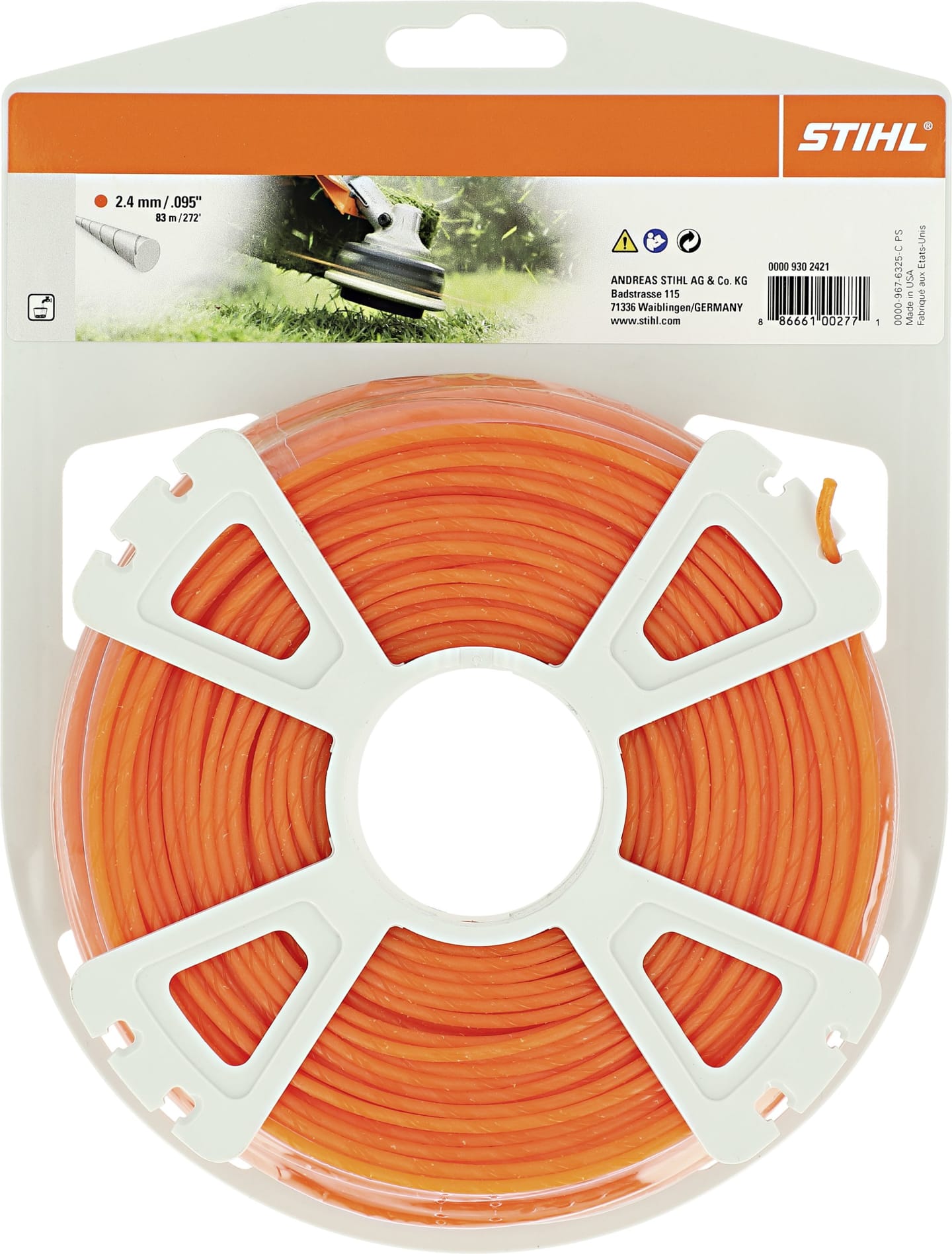 STIHL Mähfaden rund + leise 2,4 mm/83 m, orange, 0000 930 2421