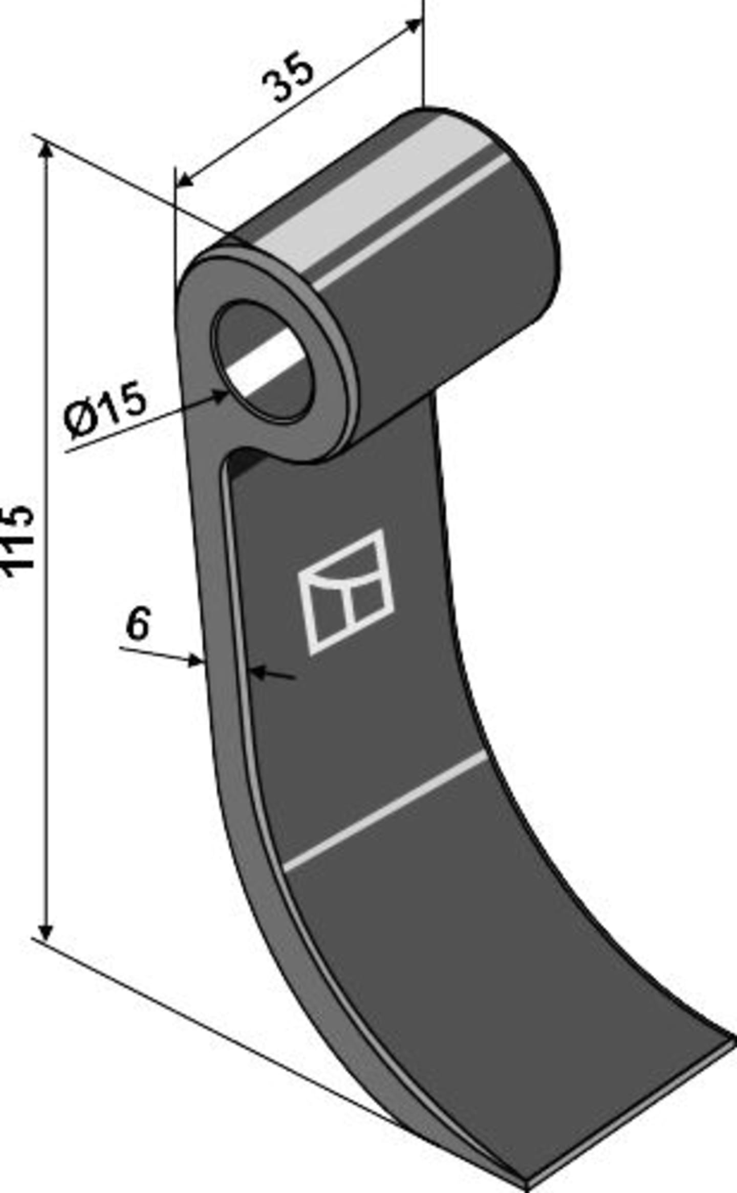 Industriehof® Schlegelmesser 115 x 35 x 6 mm, Ø 15 mm, für Mulcher Kubota, Kverneland, 63-ZZZ-49