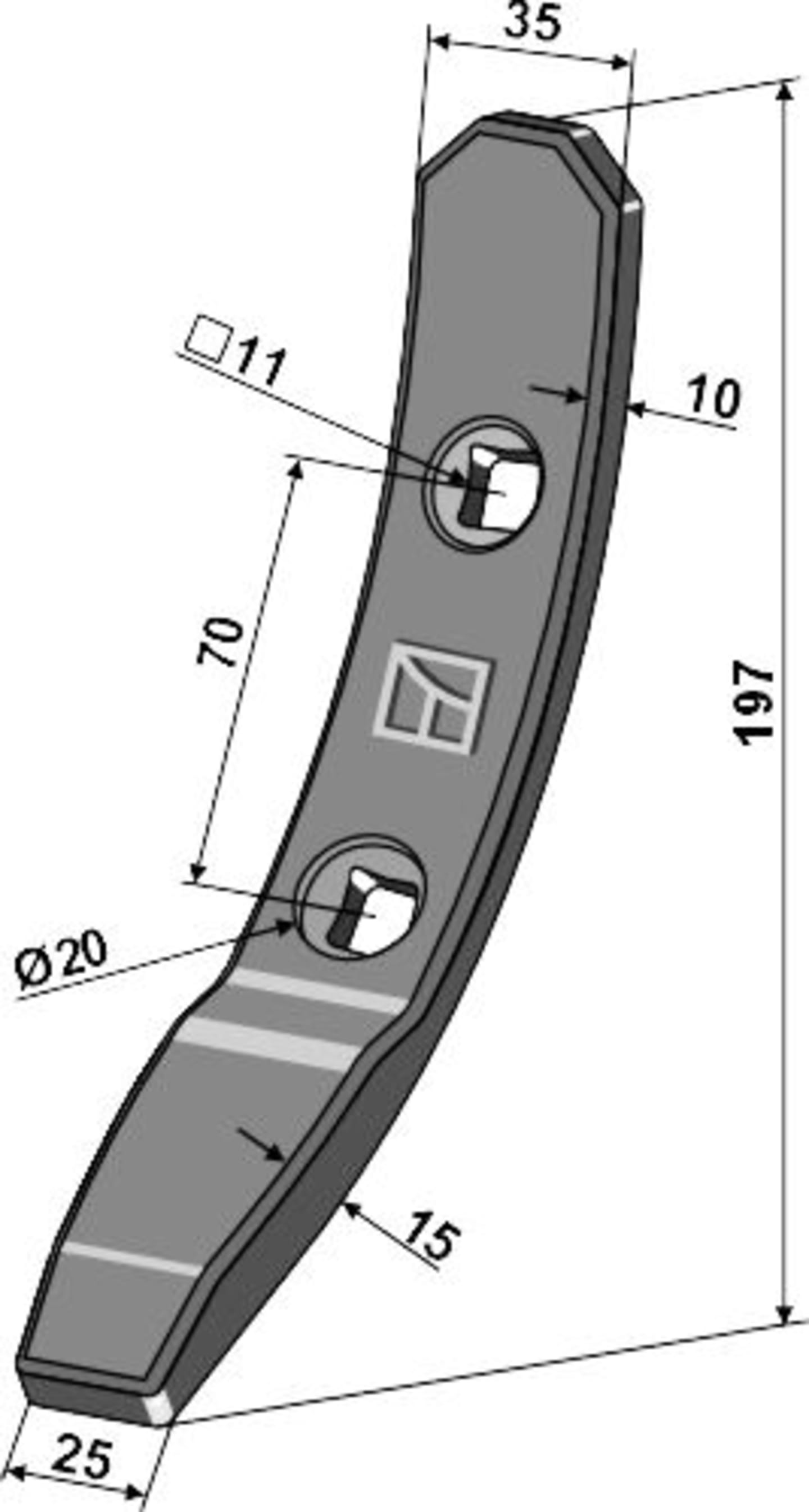 Industriehof® Schmalschar 197 x 25 mm; 35 mm, für Spurlockerer Amazone, 101.002474