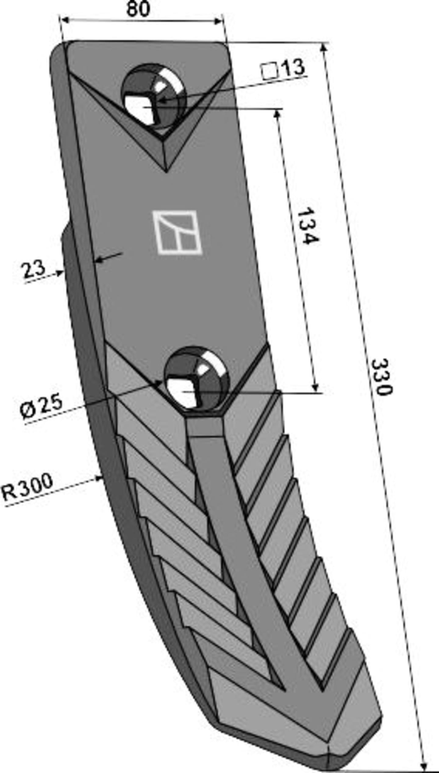 Industriehof® Scharspitze 330 x 80 x 23 mm, für Grubber Lemken Karat, 101.IND-766.1