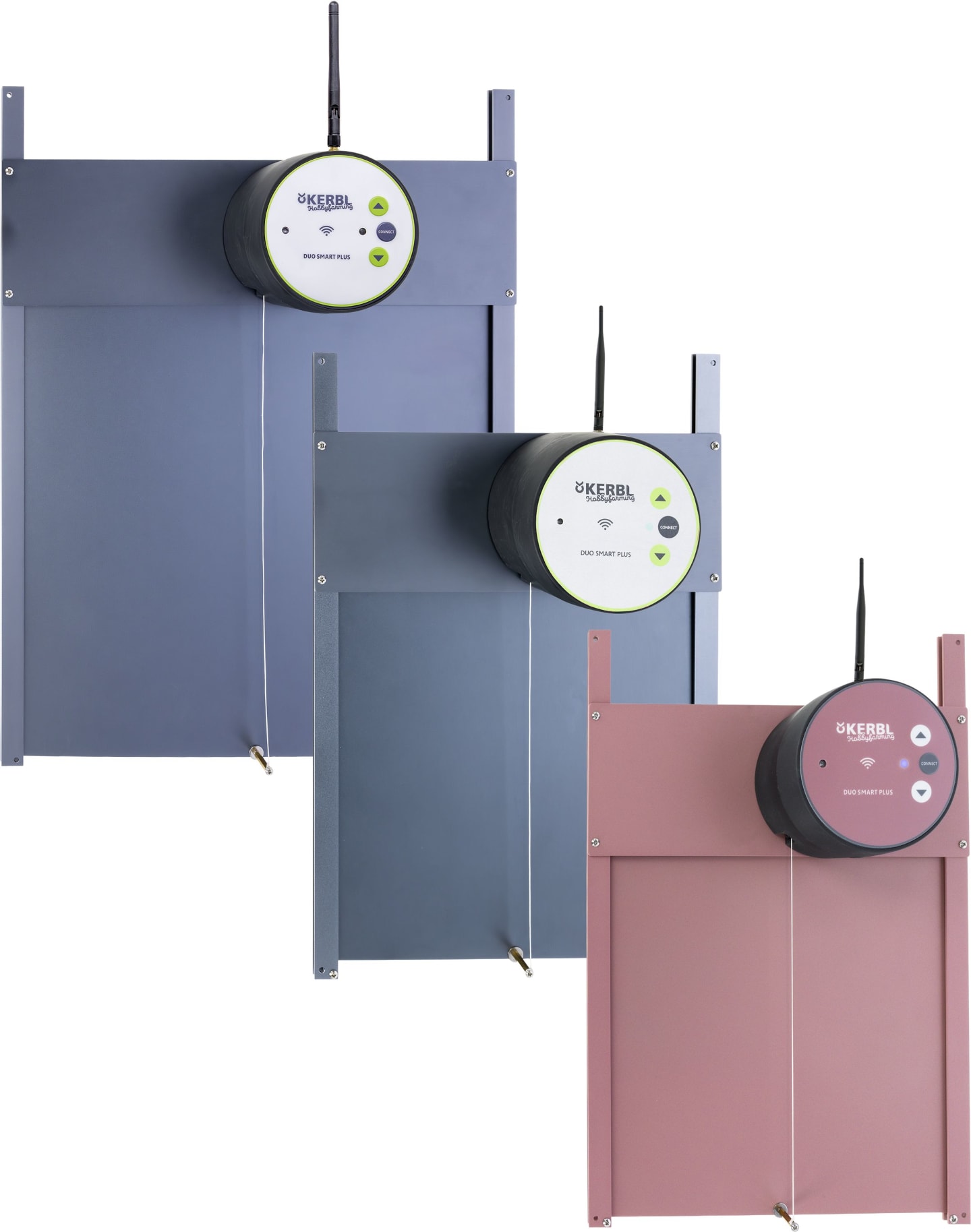 KERBL Hühnerklappe "Duo Smart Plus" Set mit WLAN-Steuerung und Schienen für Geflügelställe
