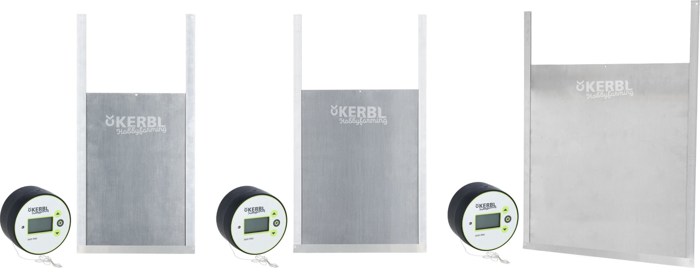 KERBL Hühnerklappe "Duo Pro" Set mit Steuerung und Schienen für Geflügelställe