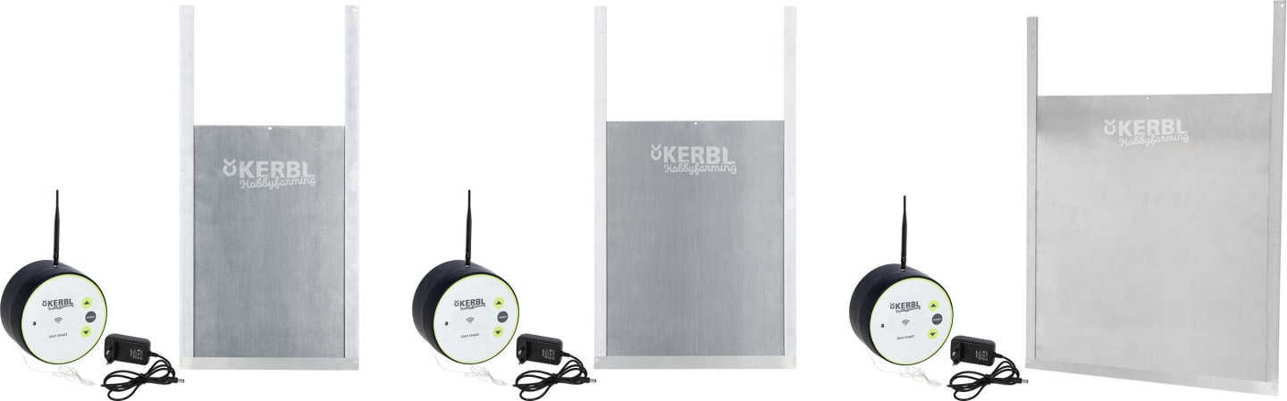 KERBL Hühnerklappe "Duo Smart" Set mit WLAN-Steuerung und Schienen für Geflügelställe