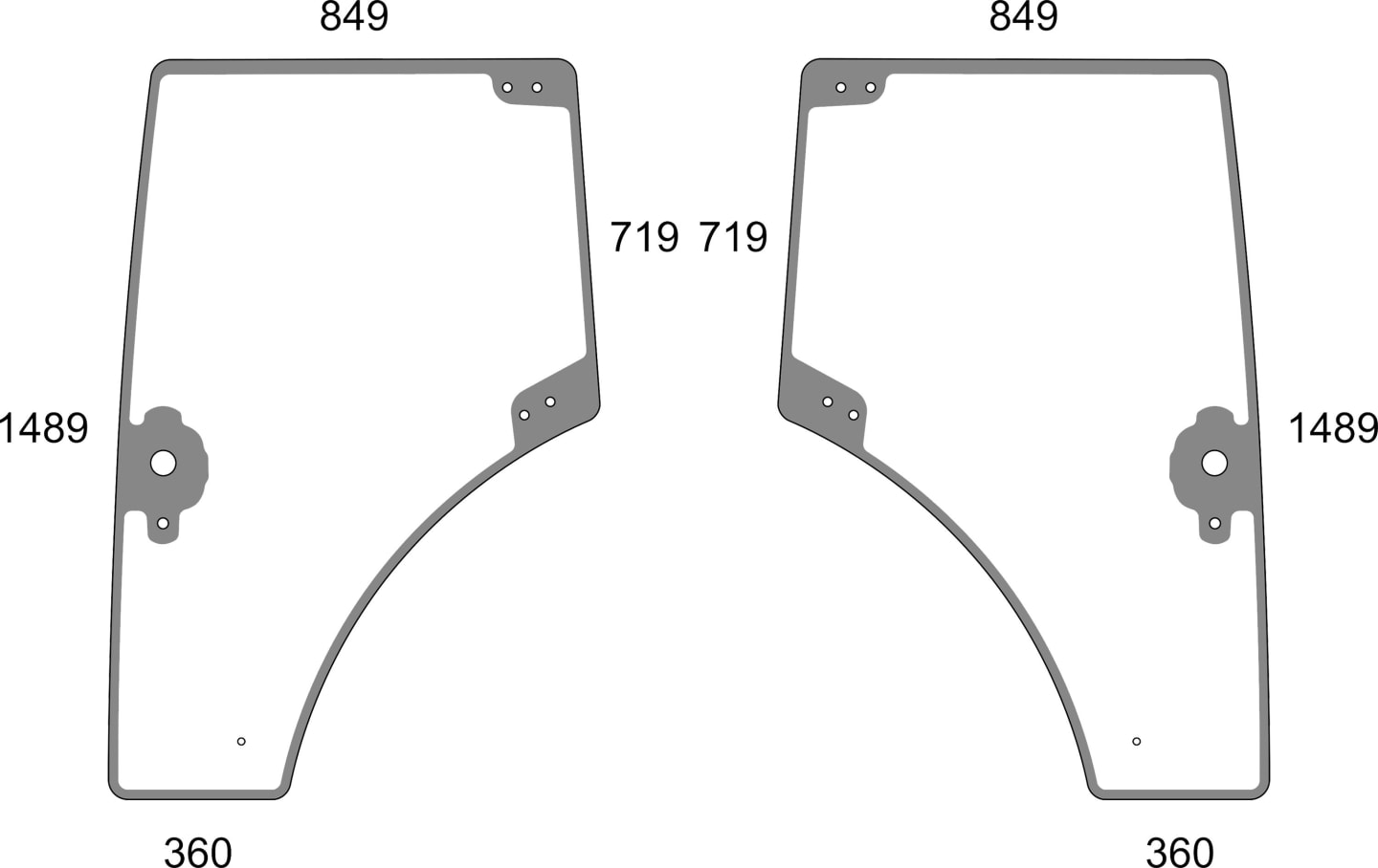 Türscheibe grün, links/rechts, für Traktor Claas Arion 410, 420