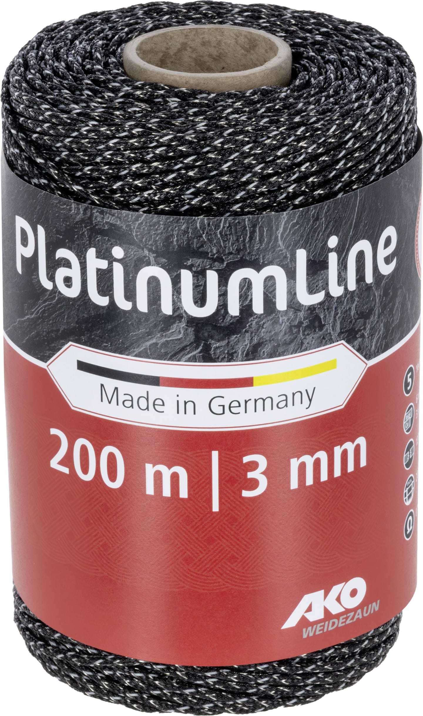 Ako Litze "PlatinumLine" 200 m, schwarz; weiß, Ø 3,0 mm, 442835