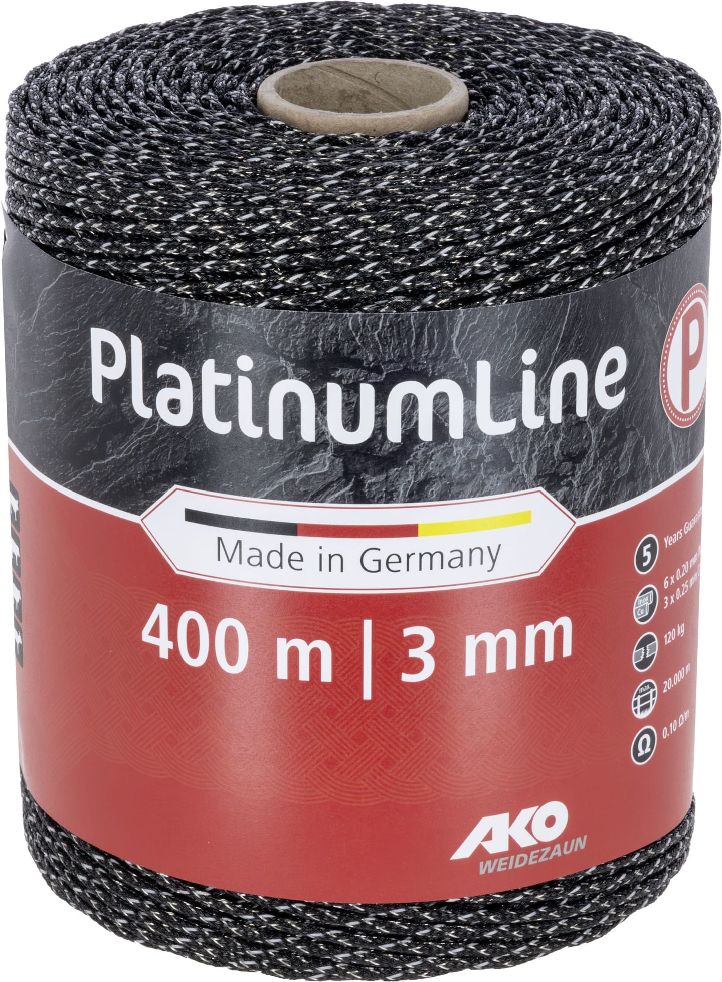 Ako Litze "PlatinumLine" 400 m, schwarz; weiß, Ø 3,0 mm, 442836