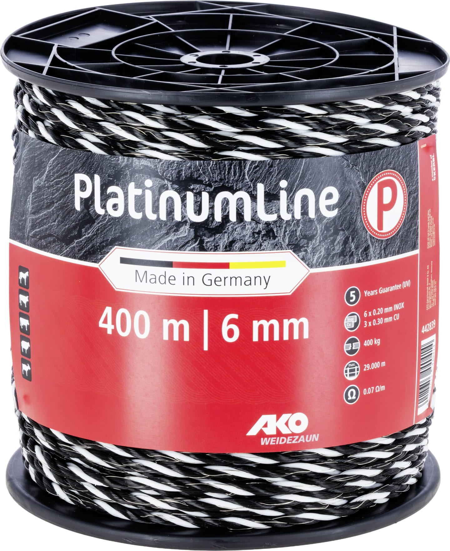 Ako Elektroseil "PlatinumLine" 6 mm/400 m, schwarz; weiß, 442839