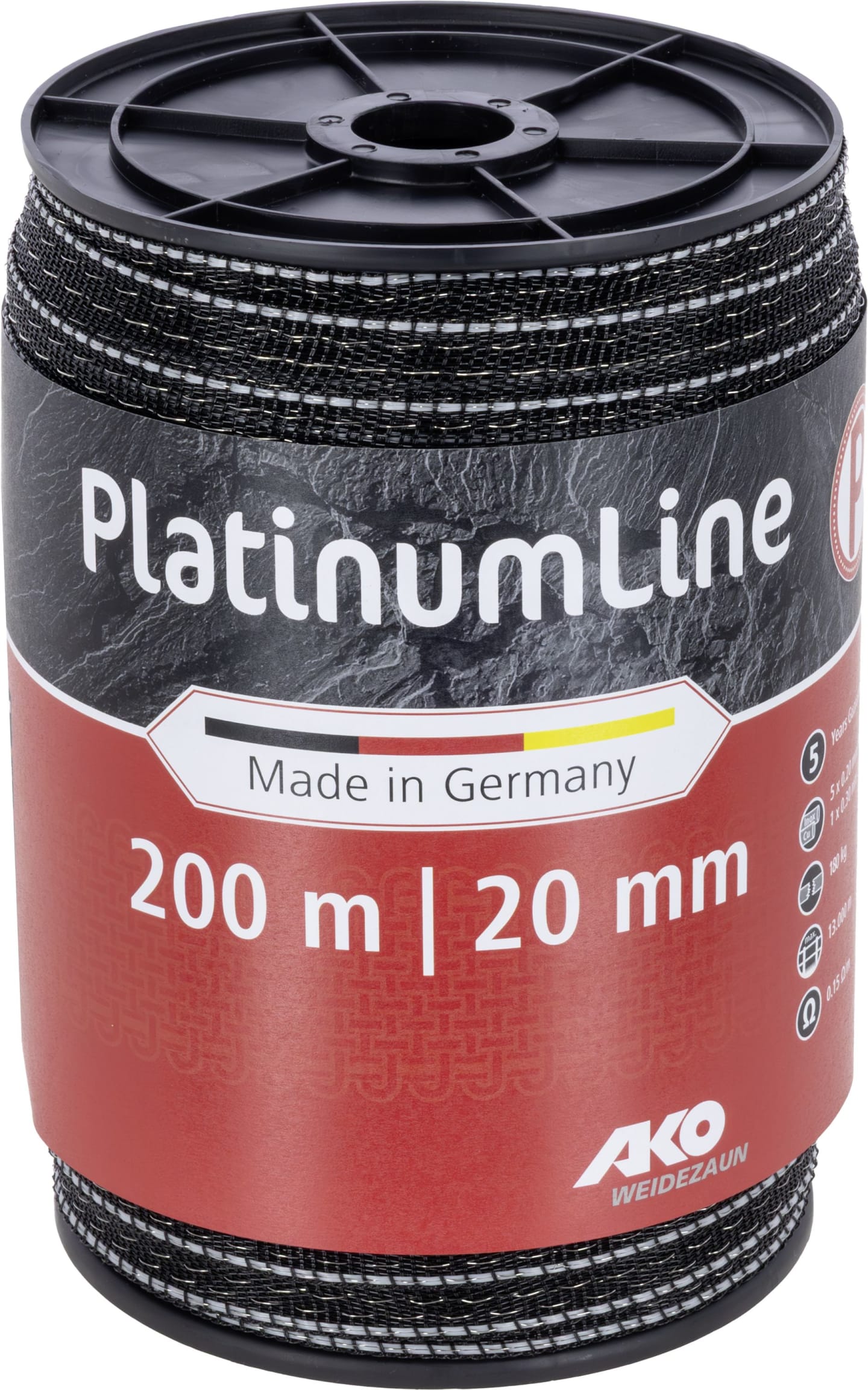 Ako Breitband "PlatinumLine" 20 mm/200 m, schwarz; weiß, 442831