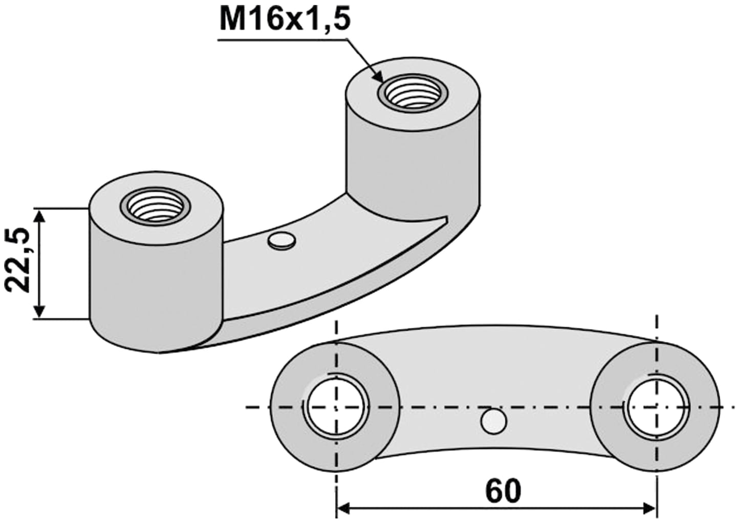 Industriehof® Bügelmutter M 16 x 1,5, Abstand Bohrungen 60 mm, für Maschio Kreislegge DM, 51-16BM-2