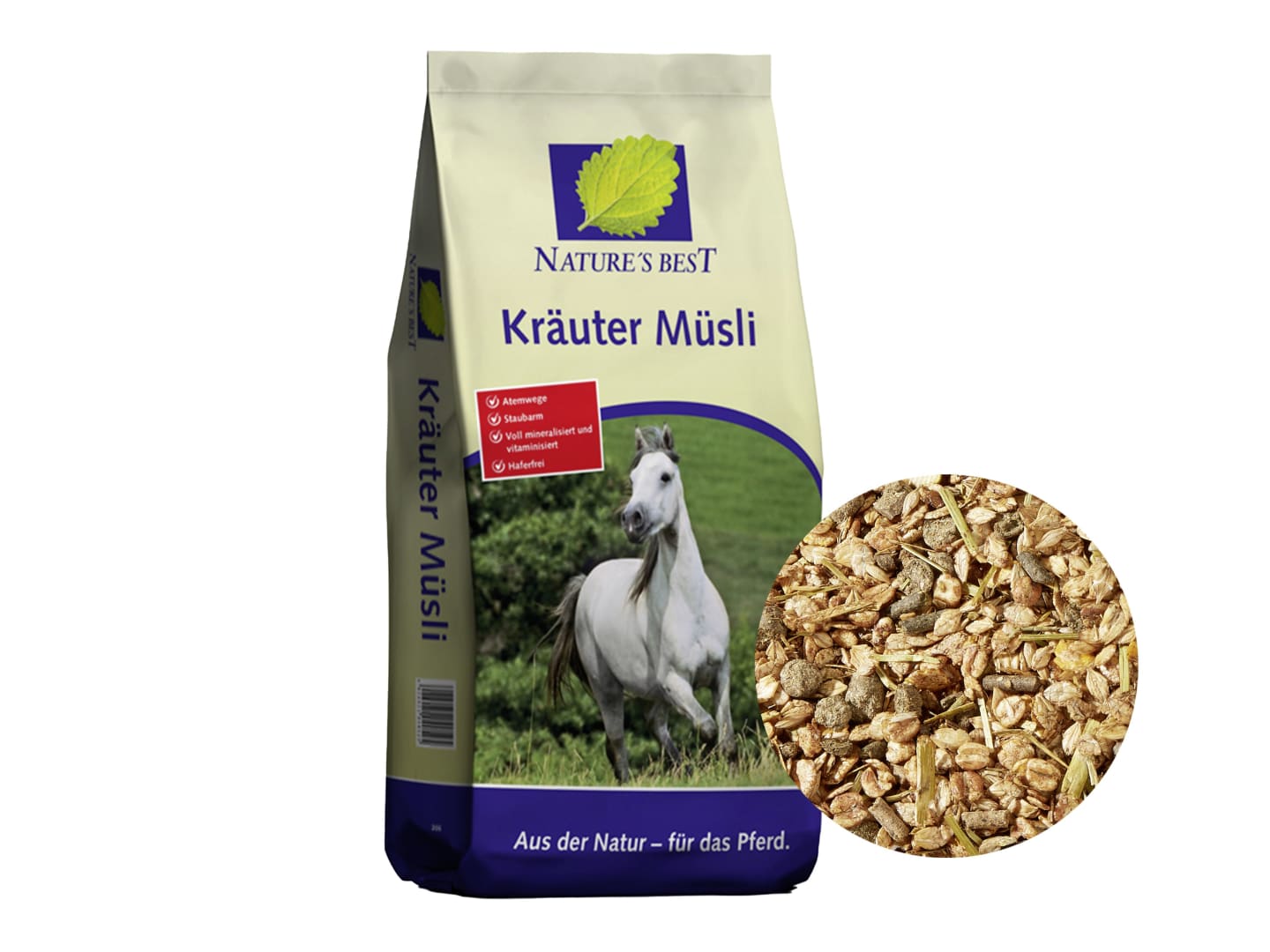NATURE´S BEST Kräuter Müsli für staubempfindliche Pferde 15 kg Sack