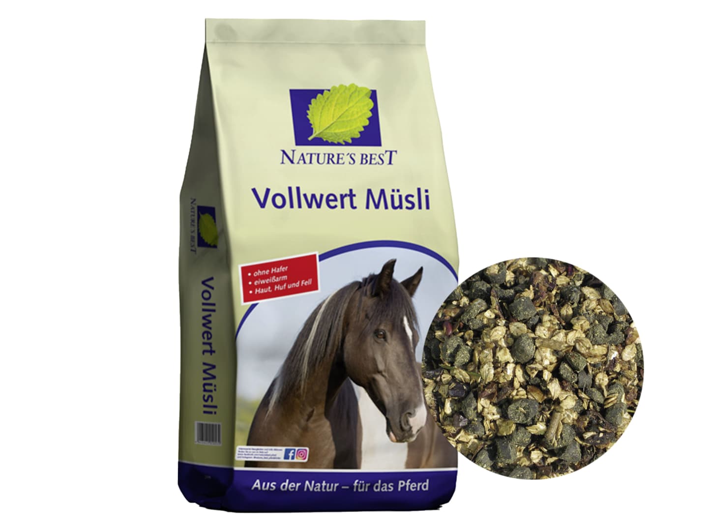 NATURE´S BEST Vollwert Müsli energiereduziert für leichtfuttrige Pferde und Ponys 15 kg Sack