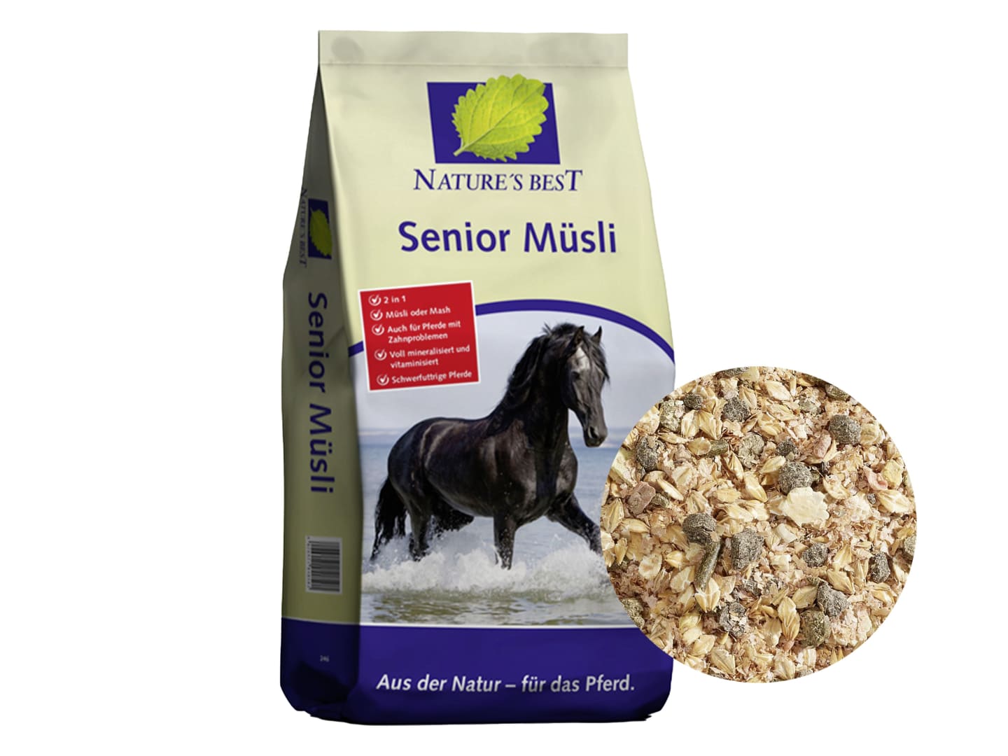 NATURE´S BEST Senior Müsli haferfrei, melassefrei, für ältere Pferde 15 kg Sack