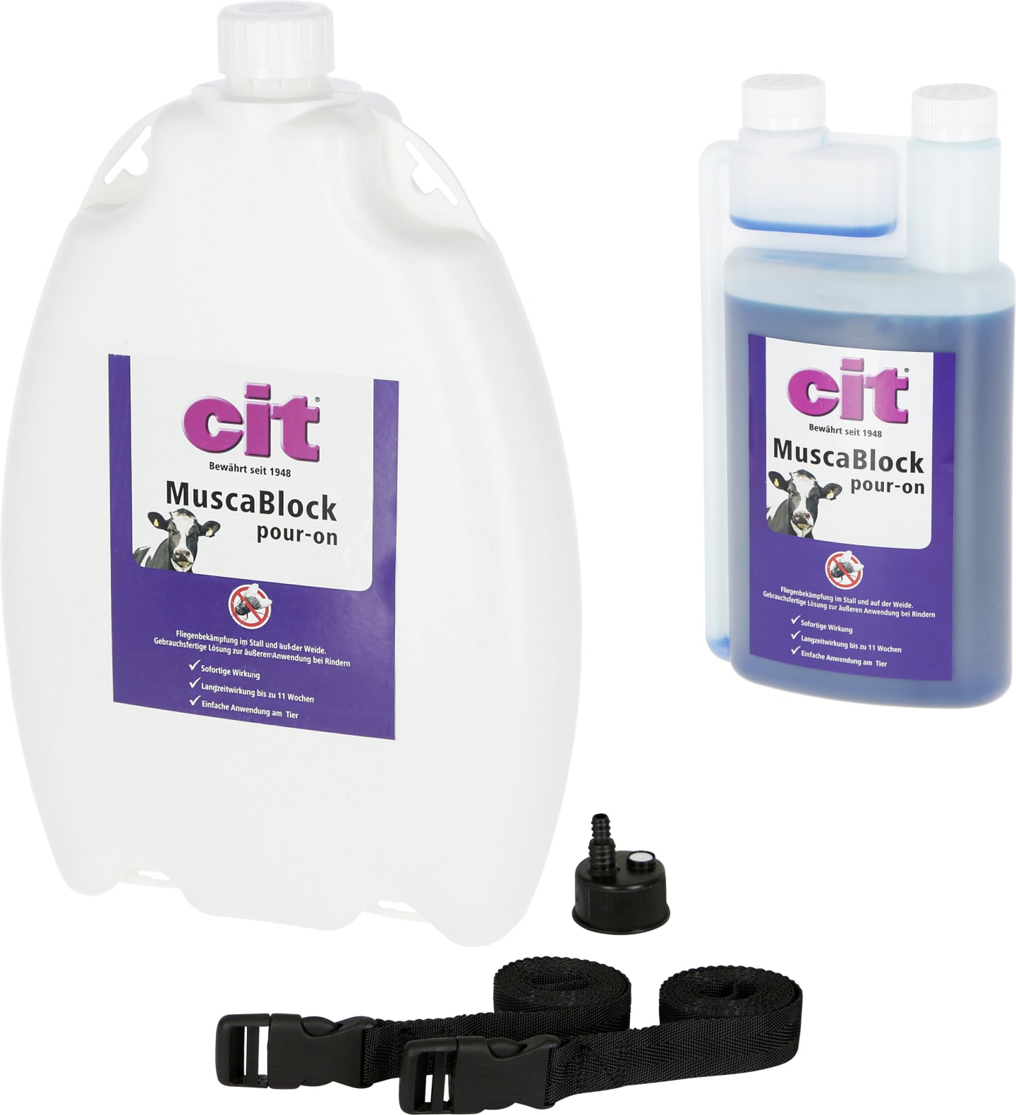 cit® Insektenschutzmittel "MuscaBlock pour-on", für Rinder gegen Fliegen, Kriebelmücken (Gnitzen), Bremsen