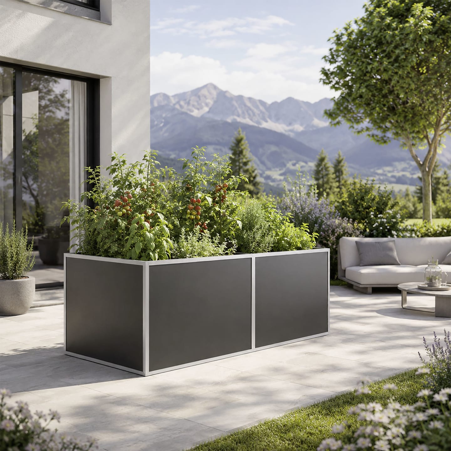 KGT Aluminium-Hochbeet 0,91 x 2,05 x 0,77 m Typ 210 pressblank Füllmenge 1.400 l