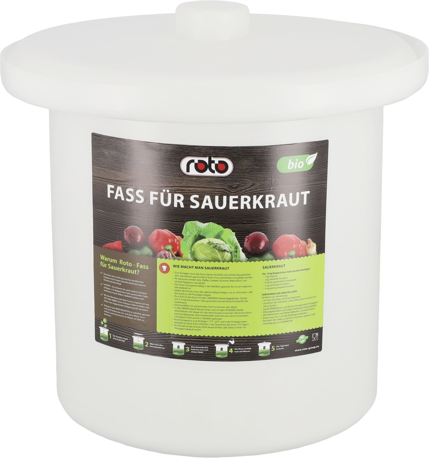 roto® Fass 40 l für das Fermentieren von Gemüse, aus lebensmittelechtem PE, 2100064120