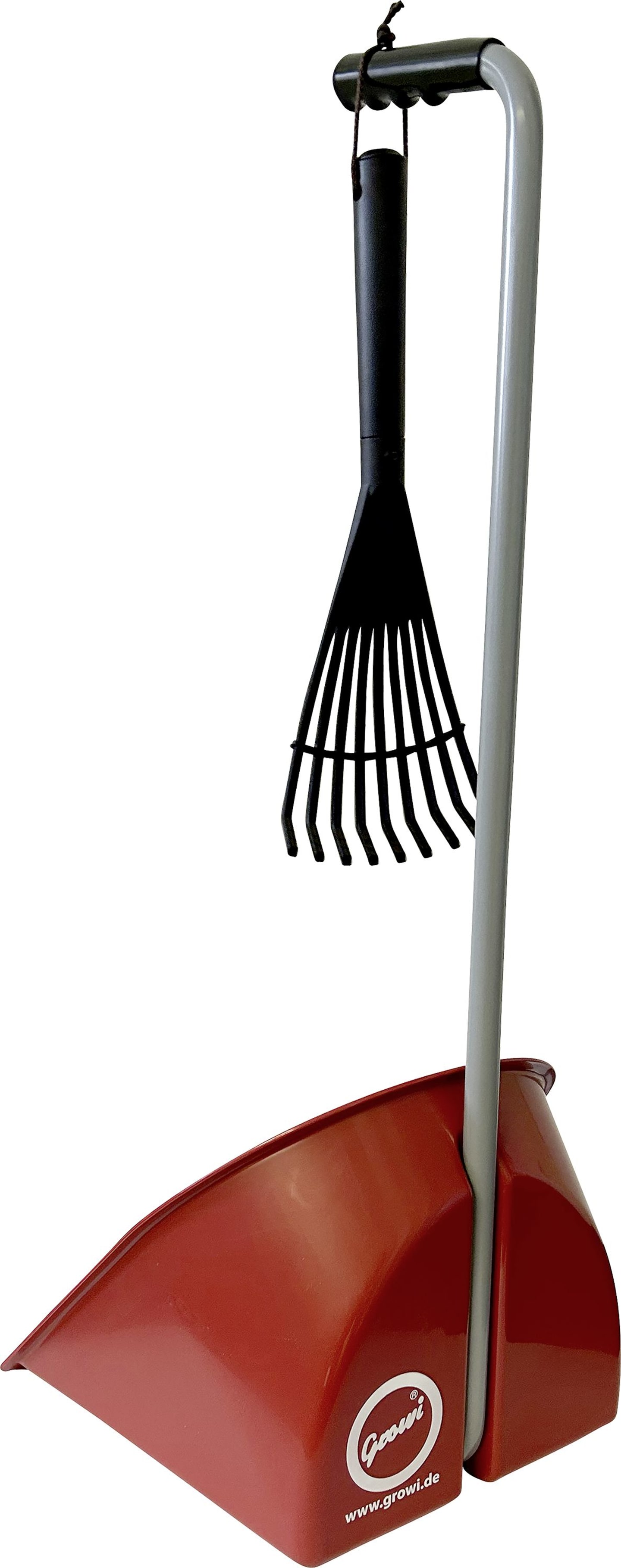 Growi® Bollensammler "Stallbutler" rot, mit Harke,