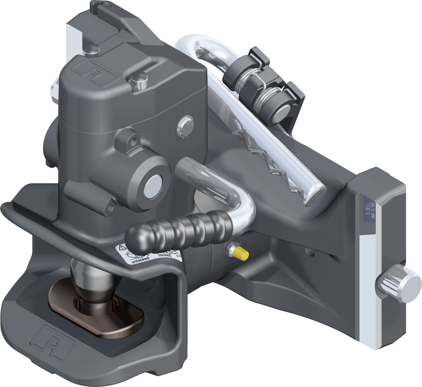 Rockinger Zugmaul "RO865D" automatisch ohne Sicherheitssensor, mit Adapterplatte, 390/25/32 mm, Ø Bolzen 38 mm, Claas grau, RO865D9030D