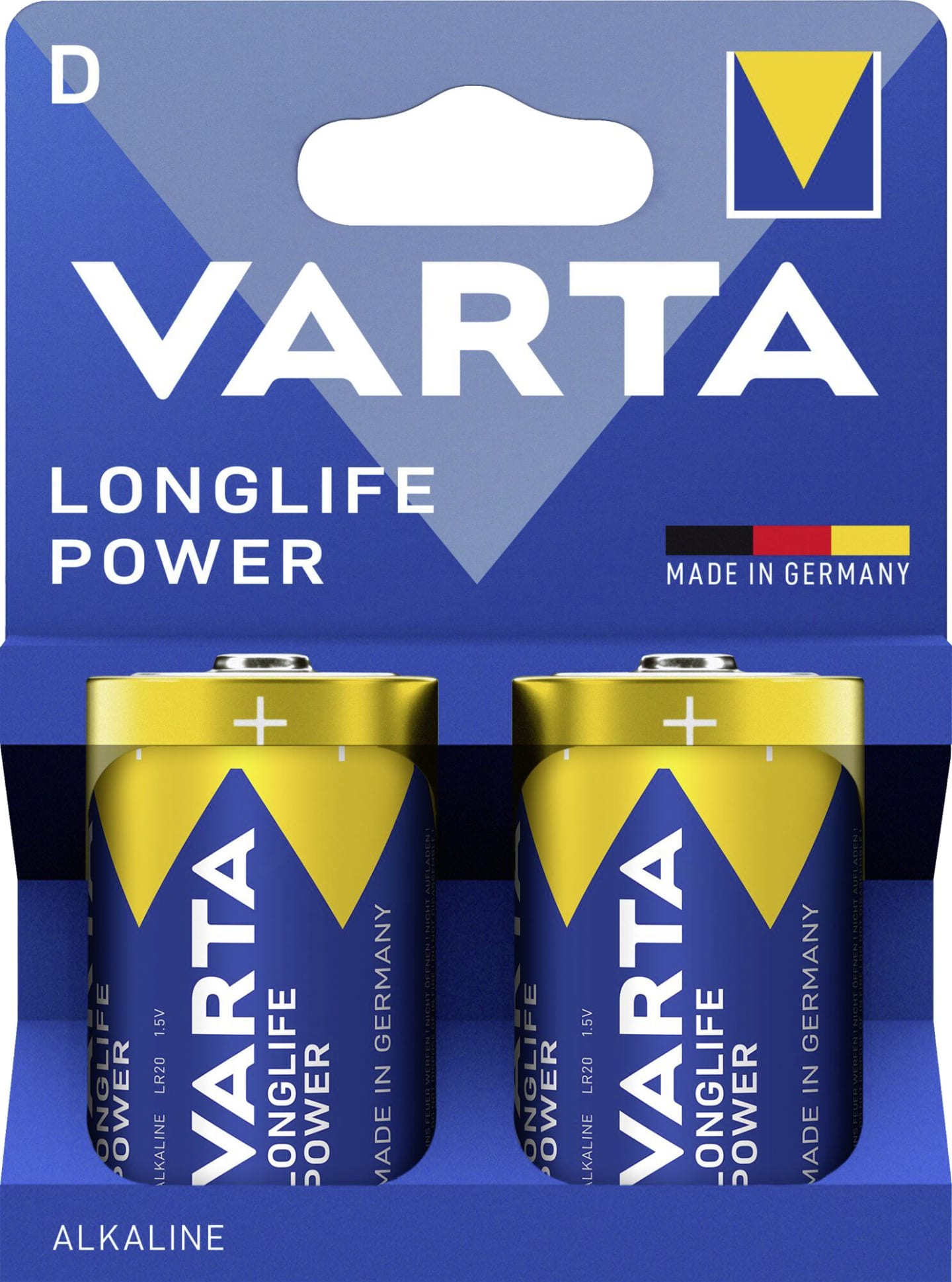 VARTA Batterie Alkaline Longlife Power D; Mono; LR20 1,5 V, 2 St. Blister, 4920121422