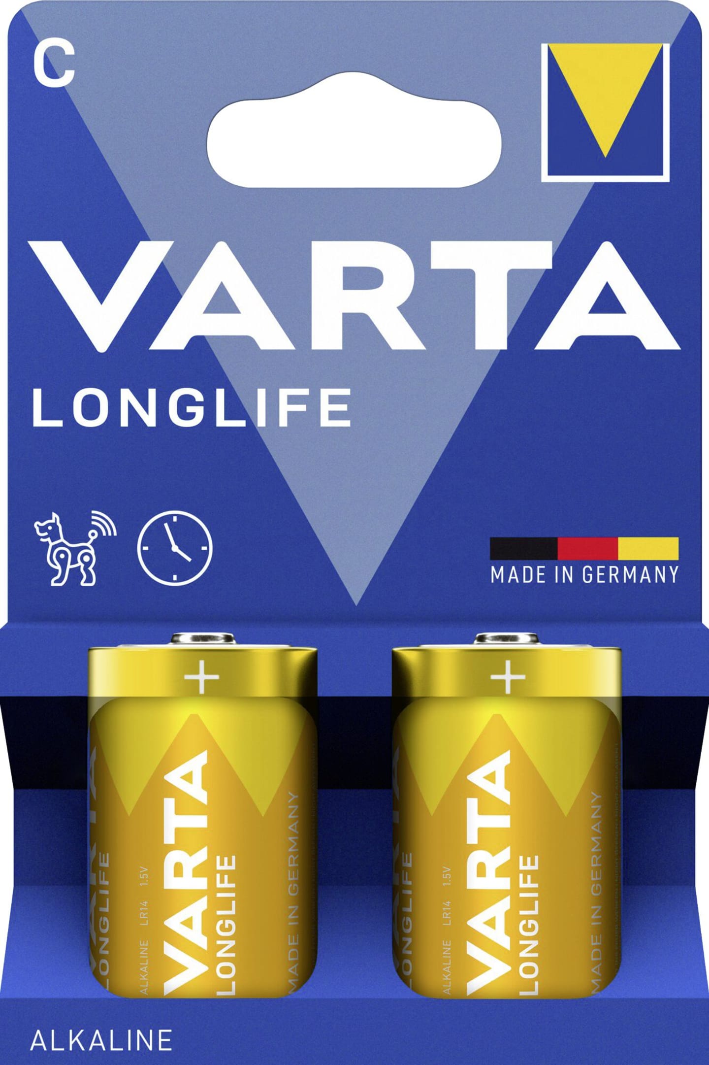 VARTA Batterie Alkaline Longlife C; Baby; LR14 1,5 V, 2 St. Blister, 4114101422