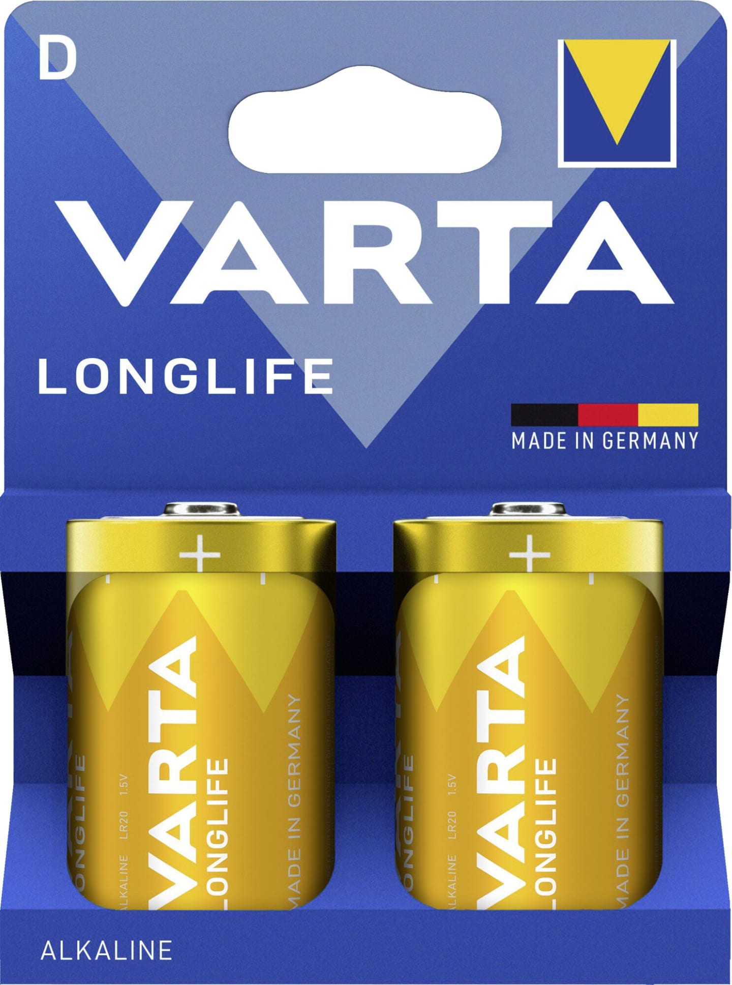 VARTA Batterie Alkaline Longlife D; Mono; LR20 1,5 V, 2 St. Blister, 4120101422