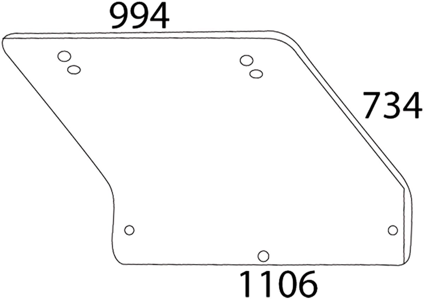 Heckscheibe klar, 4-Loch-Befestigung, schmal, für Traktor Fiat -88, -90, 80
