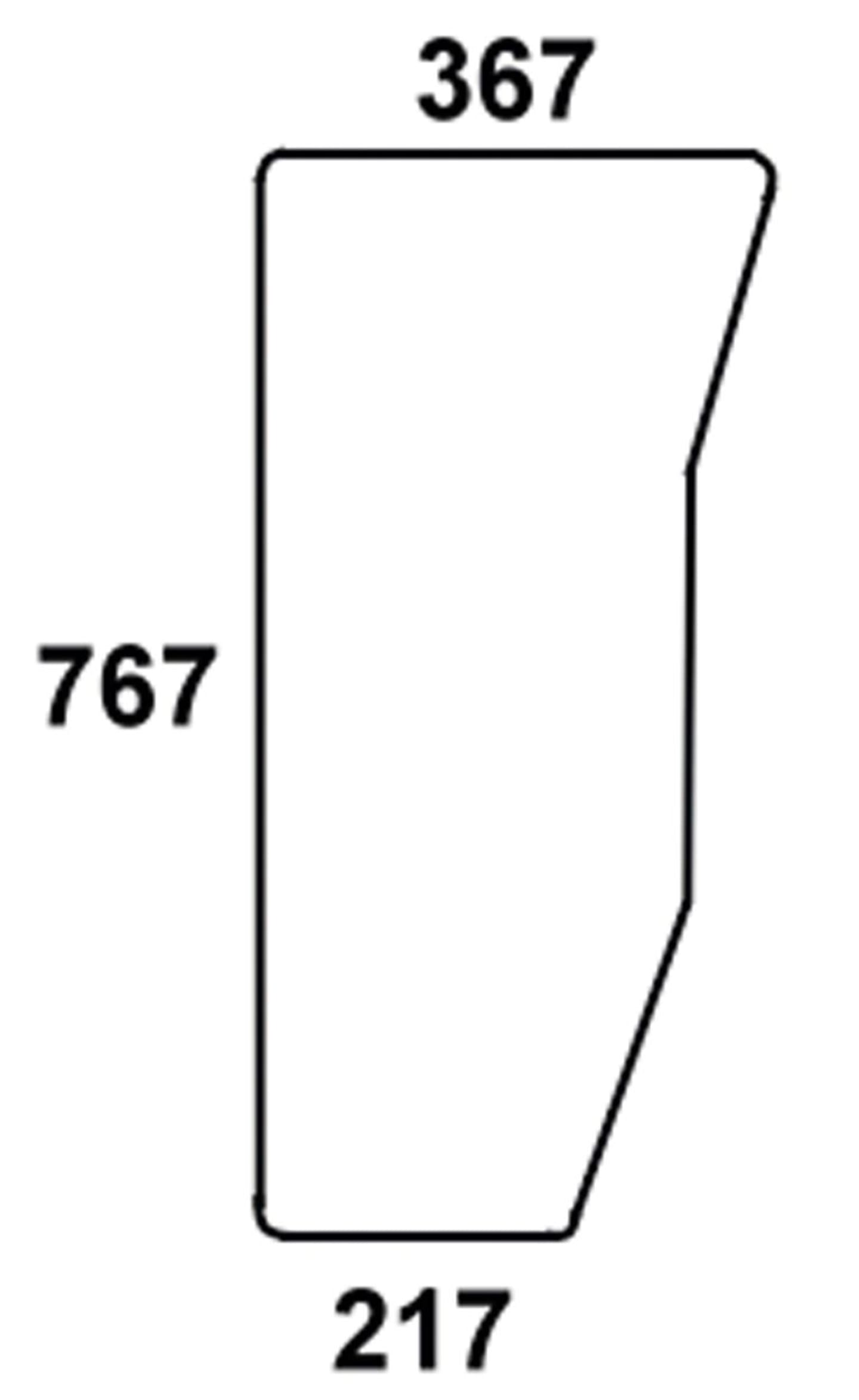Frontscheibe grün, unten links/rechts, für John Deere 5300, 5400, 5500