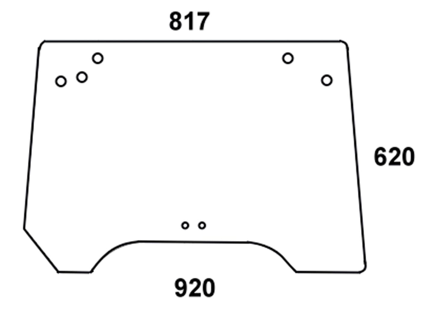 Heckscheibe grün, 5-Loch-Befestigung, für Traktor John Deere 5000 ab Nr. 008250