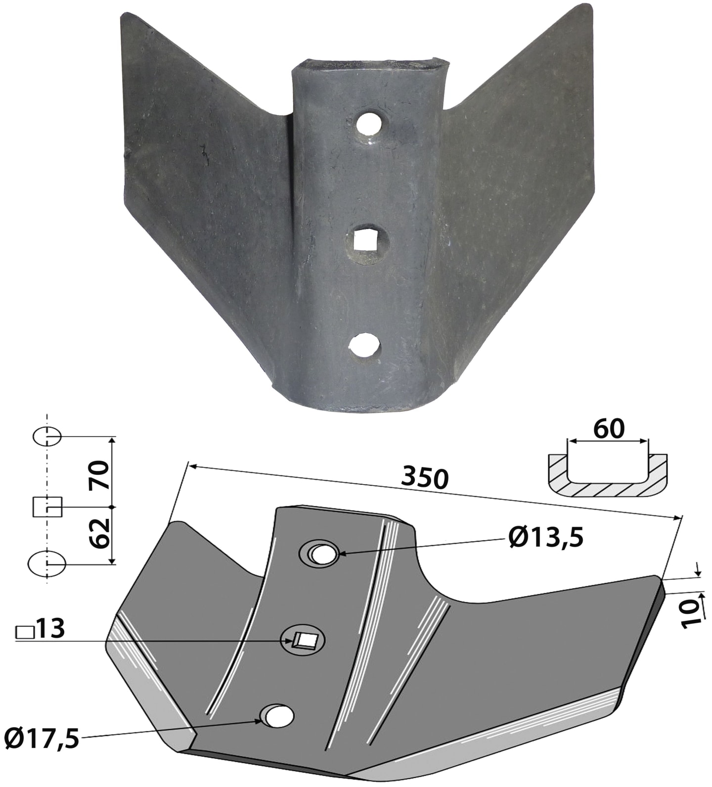 Industriehof® Flügelschar 350 mm für Kerner Komet, 101.KER-03