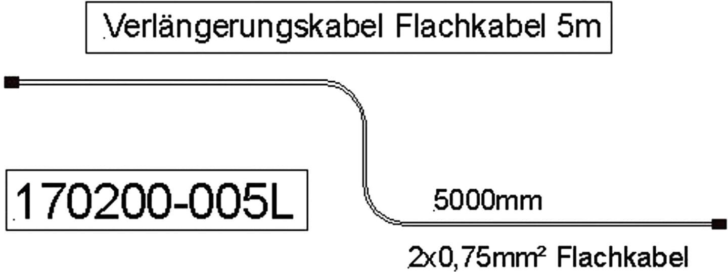 Verlängerungskabel 5 m, 12 V, 2 x 0,75 mm², für Einfunktionsleuchten