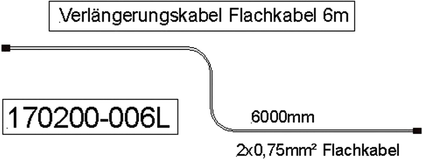 Verlängerungskabel 12 V, 2 x 0,75 mm², für Einfunktionsleuchten