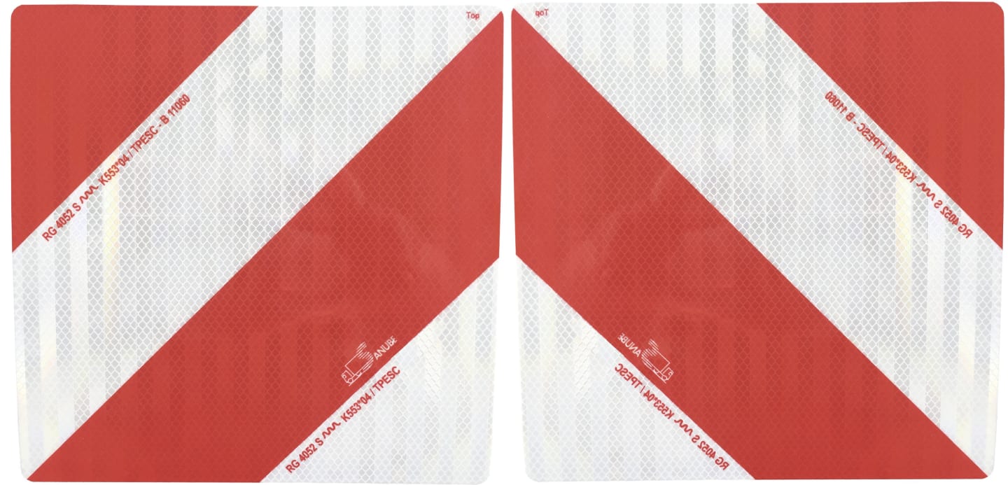 Warntafel "Folie Typ 3" links/rechts 282 x 282 mm rot; weiß, einseitig beklebt, ohne Beleuchtung, Stahl, verzinkt