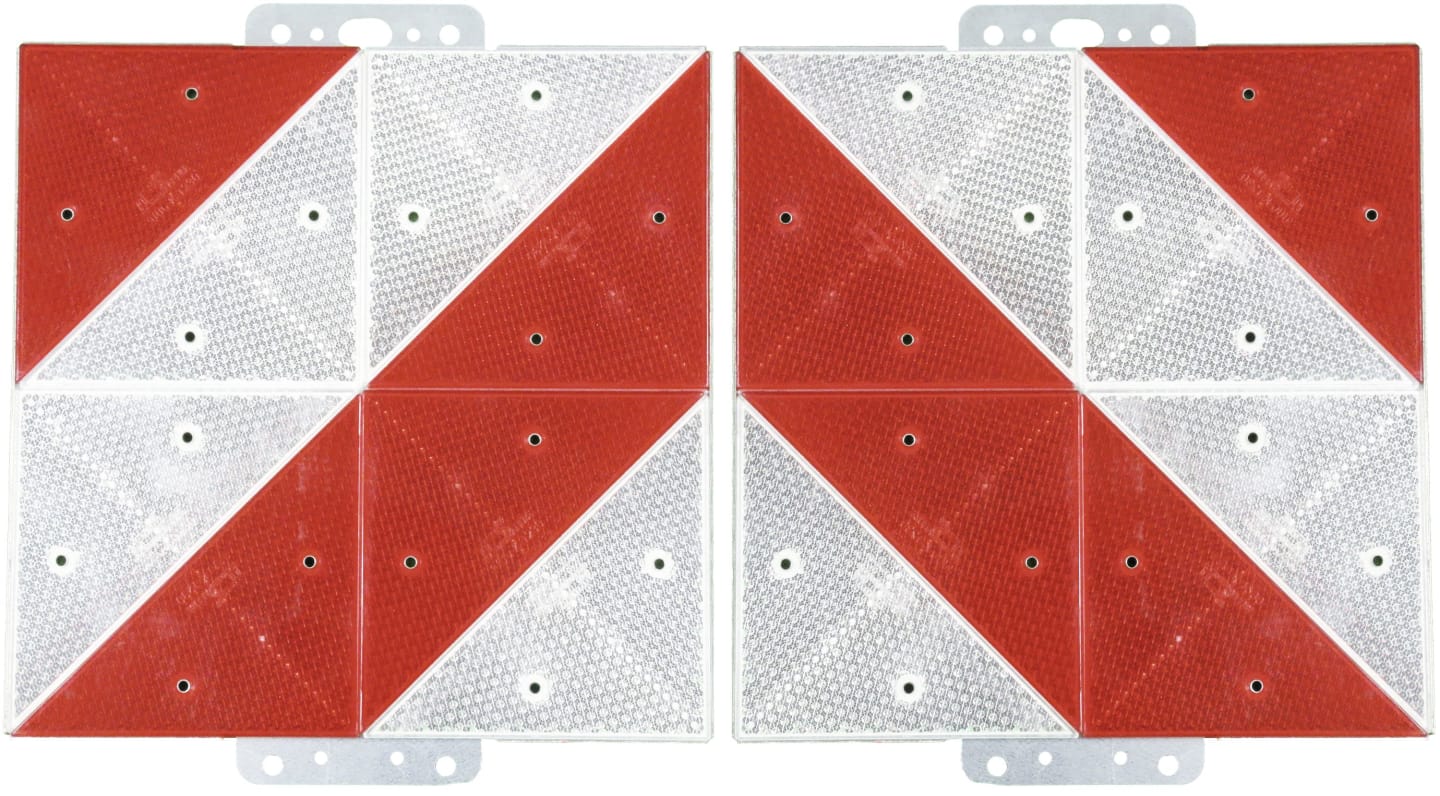 Warntafel links/rechts 285 x 285 mm rot; weiß, reflektierend, Kunststoff; Stahl, verzinkt