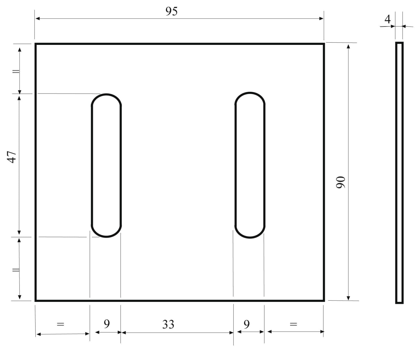 Abstreifer 90 x 95 x 4 mm, Bohrung L x B: 42 x 8,5 mm für Maschio Zahnpackerwalzen