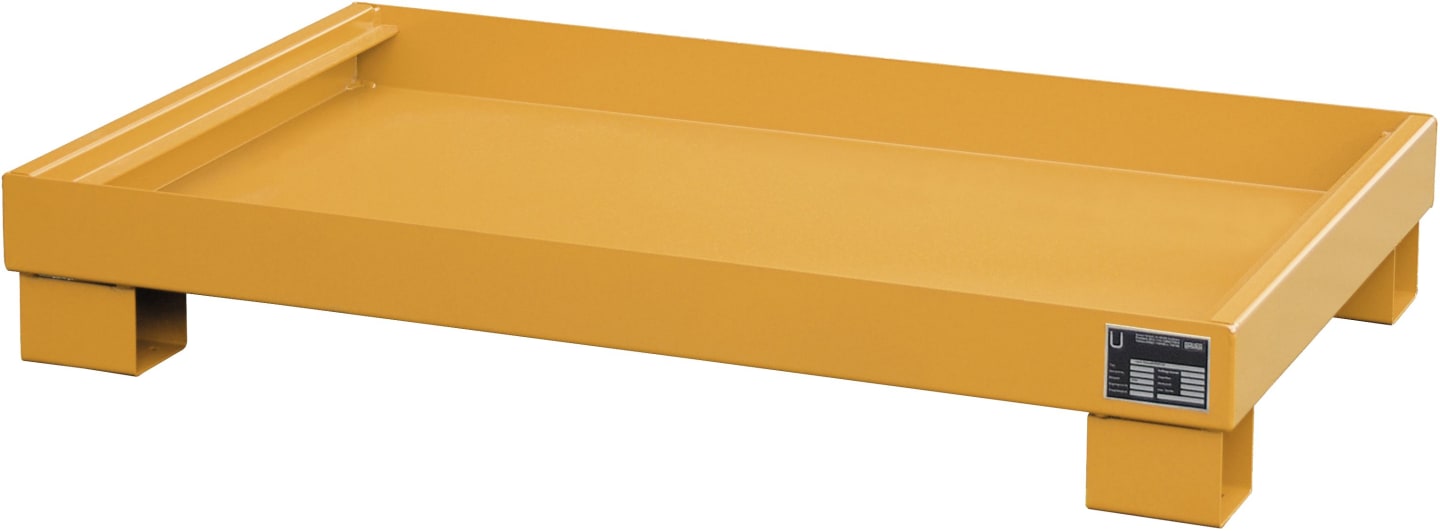 BAUER® SÜDLOHN Auffangwanne "AW 60-3" Auffangvolumen max. 84 l, für Kleingebinde, ohne Gitterrost, lackiert gelborange (RAL 2000)