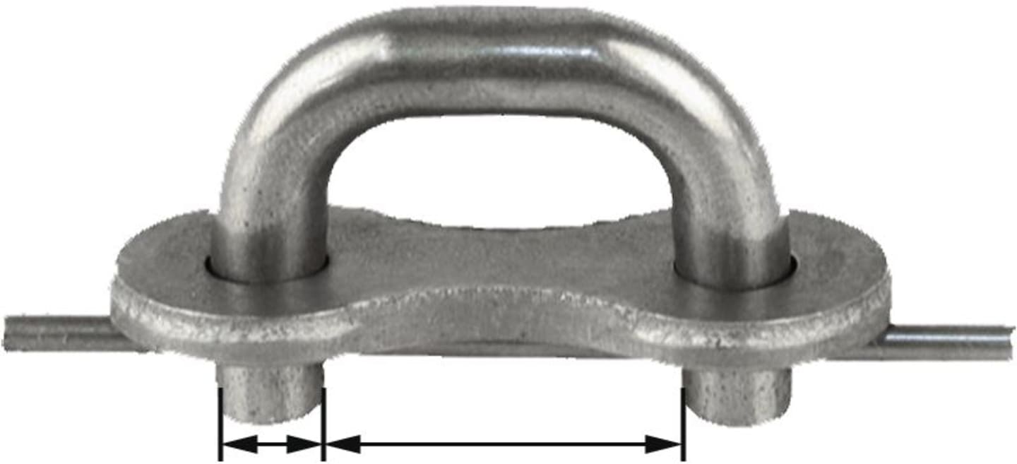 Kettenschloss DIN 32895, 10 x 35 mm; 11 x 35 mm, mit Druckplatte, für Kratzbodenketten